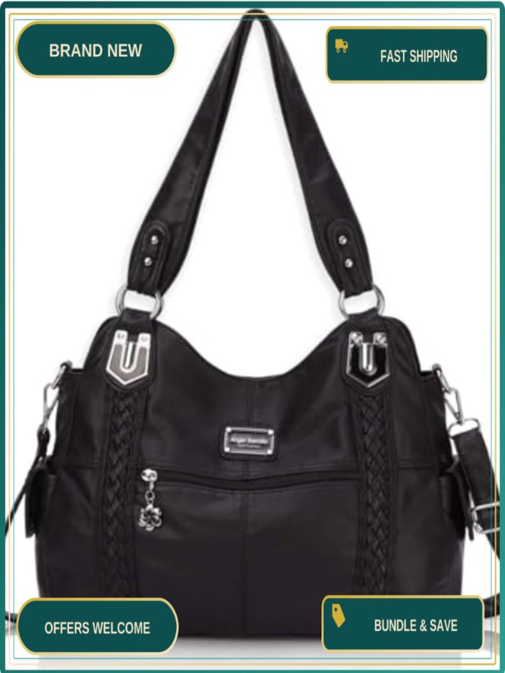 PU Leather Hobo Shoulder Bag Crossbody Purse with Multiple Pockets